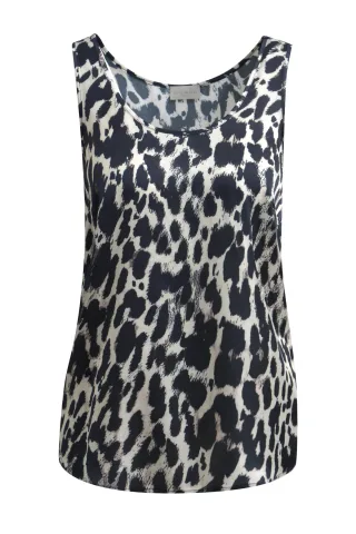 Milano Italy - Top w roundneck black print - Gr. - 34