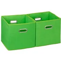 relaxdays Aufbewahrungsbox Stoff 2er Set, grün