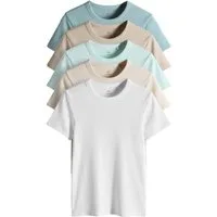 The Set T-Shirt The Set gerippte Kurzarm-T-Shirts, 5er-Pack (5-tlg)