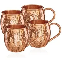 NKlaus Becher 4x Kupferbecher reines Kupfer 100% Ayuverda Kupfertasse Oval Moscow Mu, Kupfer