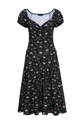 Queen Kerosin Damen Allover-Print Swingkleid Howdy black