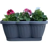 BURI Blumenkasten 1er Set 40cm Blumenkasten Pflanzkasten Anthrazit mit Bewässerung