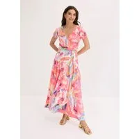bonprix Maxikleid farbenfrohes Muster, leichtes Material aus Polyester und Elasthan