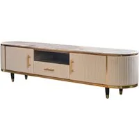 KAWOLA Lowboard MARIA, TV-Bank Marmorplatte Kunstleder verschiedene Farben