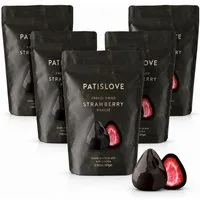 PATISLOVE Schokolade Patislove Gefriergetrocknete Erdbeeren in Zartbitterschokolade, 80g, Ohne künstliche Farbstoffe, 100% echte Frucht.