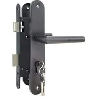 ROG-Gardenline Einsteckschloss für Gartentür, Edelstahl, abgerundetes Türschild,3 Schlüssel,schwarz, Dornmaß 45 mm, Wetterfest