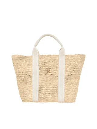 Tommy Hilfiger - Häkel-Tote-Bag mit Gurtband-Griffen beige - Gr. - OS
