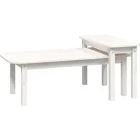 vidaXL Couchtisch 2-tlg. Couchtisch-Set Weiß Massivholz Kiefer (1-St)