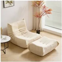 REDOM Sofa Sitzsack, Einzelsofa, Wohnzimmer Sofa, Interne rahmenlose Struktur, Teddyfleece+Schaumstoff mit hoher Dichte 2 Teile