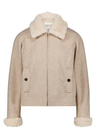 CARTOON - Jacke mit Kunstfell-Kragen beige - Gr. - 36