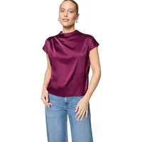 Zero Satinbluse Damen mit Kragen