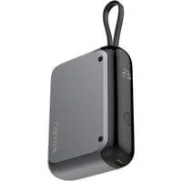 POWERBANK 10000mAh, integriertes USB-C Kabel grau, 10.000 mAh, Power Delivery 30 Watt