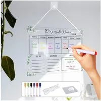 FOUORTUNATE-BEE Tischkalender Wochenplaner Abwischbar Wochenplaner aus Acrylglas, für Haushaltsplan 30 x 20CM Memoboard mit 6 Whiteboard-Stift
