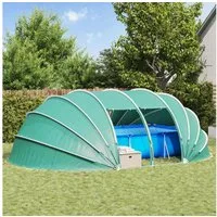 furnicato Poolüberdachung Poolzelt mit Reißverschlusstüren 538x440x204 cm Grün, Wetterfeste Poolüberdachung mit PU-Beschichtung und Erdankern