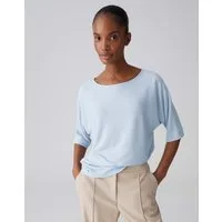 OPUS Kurzarmshirt Jerseyshirt mit dezenter Rippstruktur Lockerer Schnitt, weicher Fall, Pull-on