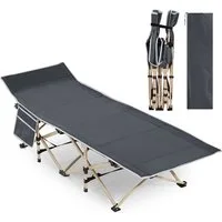 Yaheetech Feldbett Campingbett mit Tragetasche & 2 Seitentasche Gartenliege Klappbett bis 150 kg belastbar, 186 × 66 × 52 cm
