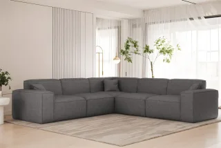 OUTLET Ecksofa Designersofa CELES PREMIUM in Stoff Artico Grau Seite Universal