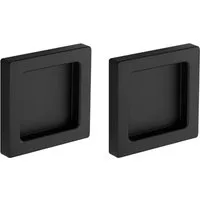 Türbeschläge24 Schiebetürmuschel zum Aufkleben, Edelstahloptik / Schwarz matt, eckig, 70 x 70 x 10 mm