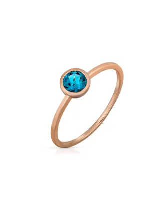 Orolino Ring 585 Gold Roségold mit Blautopas (beh.) rund