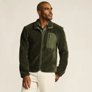 Aktiv Wolkenfleece-Jacke, Herren,  Grün, Baumwolle/Polyester, by Lands' End