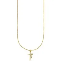 Bruno Banani Kette mit Anhänger Schmuck Geschenk gelbgoldfarben vergoldet mit zwei Kreuz-Anhänger, mit Zirkonia (synth)