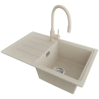 Primagran Granitspüle, Beige, Chrom, Beige, Kunststoff, Rechteckig, 70x20x44 cm, Küchen, Küchenausstattung, Küchenspülen