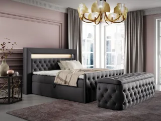 Boxspringbett Schlafzimmerbett ERNESTO Nr.3 180x200cm in Elisa Velvet Anthrazit
