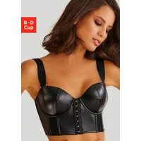petite fleur gold Corsage mit abnehmbaren Trägern, Long-BH in Leder-Optik, sexy Dessous