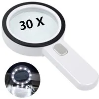 TUWENA Handlupe Lupe mit 13 LED-Leuchten, 30-fache Handlupe zum Lesen und Beobachten