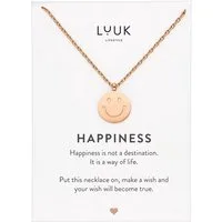 LUUK LIFESTYLE Kette mit Anhänger Smiley, Happiness Glücksbringer mit verstellbare Kettenlänge