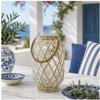 MARELIDA Windlicht Laterne mit Glaseinsatz Juteiseil maritime Dekoration 30cm weiß natur (1 St)