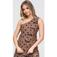 OMBRE Blusentop Damen Blusentop Slim Fit Elegant mit asymmetrischem Ausschnitt Braun L (kein Set, 1-tlg) Slim Fit