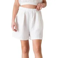 WENOR Shorts Shorts Musselin Sommer-Hose, 100 % Baumwolle, elastischer Bund luftiger Schnitt, mit Komfortbund & Seitentaschen