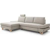 Goldstoff Ecksofa "LUCIA" mit Schlaffunktion und Bettkasten, Modernes Schlafsofa, 1 Teile, L Sofa Couch mit Relaxfunktion, verstellbaren Kopfstützen