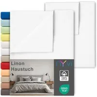 NYVI Betttuch Linon Deluxe Bettlaken ohne Gummizug aus 100% atmungsaktiver Baumwolle, Baumwolle, (2 Stück), Betttuch auch als Sommerdecke nutzbar, OEKO-TEX 100, Bei 60°C waschbar