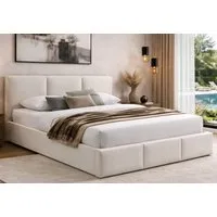 Home Collective Polsterbett Bett 140x200/160x200 Doppelbett Bettgestell mit Lattenrost & Stauraum, mit Stauraum mit Bettkasten 160x200 cm in beige samt