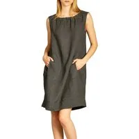 Caspar Sommerkleid SKL017 lässiges knielanges Damen Sommer Leinenkleid Luftig leicht, figurumspielende Form, mit seitlichem Jersey-Einsatz