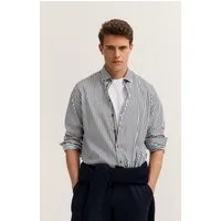 bugatti Langarmhemd Easy Care gestreift mit Button-Down und aus Baumwolle