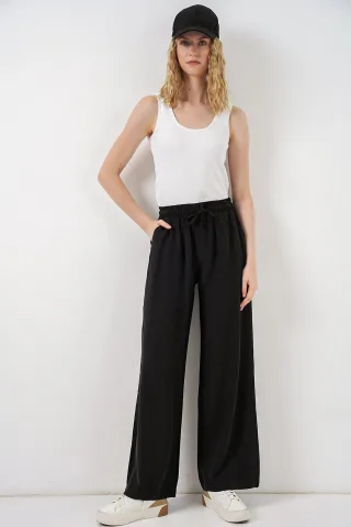Hochtaillierte weite Hosen mit Tasche