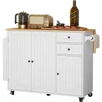 HOLTICO Küchenwagen mit Klappbarer Arbeitsplatte-Kücheninsel auf Rollen, Küchenschrank, (1 St), Bewegliche Kücheninsel auf Rollen, Anrichte für Esszimmer und Küche