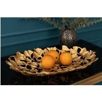 riess-ambiente Dekoschale GINKGO LEAFS 50cm gold (Einzelartikel, 1 St), Wohnzimmer · Schale · Handarbeit · Boho