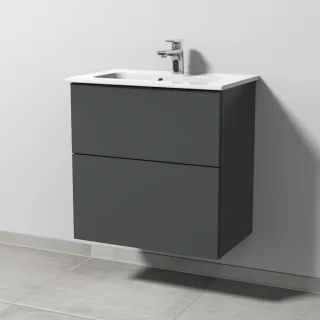 Sanipa 3way Waschtischunterbau zu Duravit ME by Starck Waschtisch mit 2 Auszügen, Anthrazit-Matt SM72222