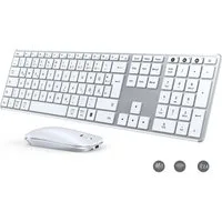 Seenda SKM64-3 Leise Bluetooth Tastatur mit Maus Wiederaufladbare Tastatur- und Maus-Set, (Set, 2 St., Ultradünne Leise Tastatur Maus Set kabellos), Dualmodus, Aufladbar und aus Metall