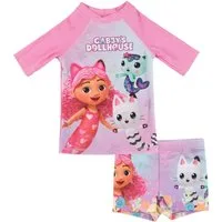 United Labels® Badeanzug Gabby's Dollhouse Schwimmset UV-Schutz 30 Badeanzug Badeset Shirt Hose