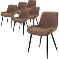ML-DESIGN Polsterstuhl Esszimmerstuhl mit Rücken- und Armlehnen, Metallbeine Küchenstuhl (6 St), Wohnzimmerstuhl Braun, PU-Kunstleder Sitzfläche Esstischstühle