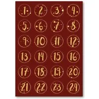 GRAVURZEILE Adventskalender Adventskalender Zahlenaufkleber zum Basteln (mit 24 farbigen Zahlen), für Weihnachten zum Selbstgestalten