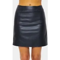 SASSYCLASSY Lederrock Rock Damen kurz aus Kunstleder Elegant mit Nähten Figurbetonter Minirock in Leder Optik mit Reißverschluss Schwarz Beige