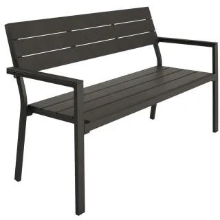 tectake Gartenbank, Dunkelgrau, Metall, Patchwork, 59x88x128 cm, Gartenmöbel, Gartenbänke