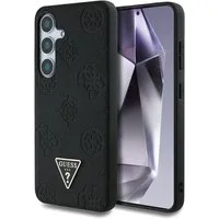 Guess Handyhülle Galaxy S25 Kunstleder schwarz MagSafe Logo Triangle goldfarben 6,2 Zoll, Kantenschutz