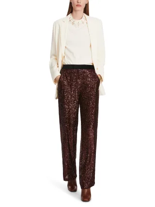 Marc Cain Pants - Modell WASHINGTON - Hose im Glitzerlook cocoa new - Gr. - 38